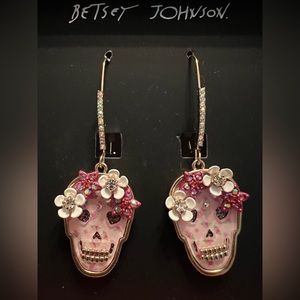 Betsy Johnson Pink Skull Earrings
